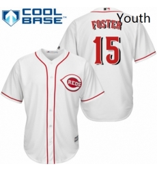 Youth Majestic Cincinnati Reds 15 George Foster Authentic White Home Cool Base MLB Jersey 