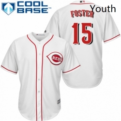 Youth Majestic Cincinnati Reds 15 George Foster Authentic White Home Cool Base MLB Jersey 