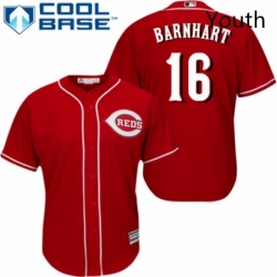 Youth Majestic Cincinnati Reds 16 Tucker Barnhart Authentic Red Alternate Cool Base MLB Jersey 