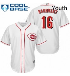 Youth Majestic Cincinnati Reds 16 Tucker Barnhart Authentic White Home Cool Base MLB Jersey 