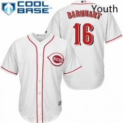Youth Majestic Cincinnati Reds 16 Tucker Barnhart Authentic White Home Cool Base MLB Jersey 