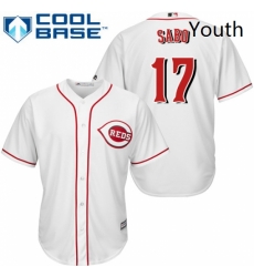 Youth Majestic Cincinnati Reds 17 Chris Sabo Replica White Home Cool Base MLB Jersey