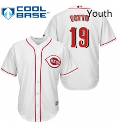 Youth Majestic Cincinnati Reds 19 Joey Votto Authentic White Home Cool Base MLB Jersey