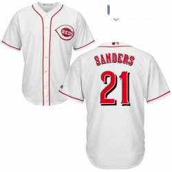 Youth Majestic Cincinnati Reds 21 Reggie Sanders Authentic White Home Cool Base MLB Jersey