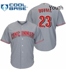 Youth Majestic Cincinnati Reds 23 Adam Duvall Authentic Grey Road Cool Base MLB Jersey