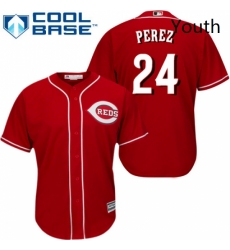 Youth Majestic Cincinnati Reds 24 Tony Perez Replica Red Alternate Cool Base MLB Jersey