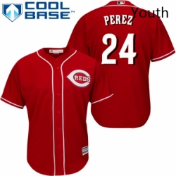 Youth Majestic Cincinnati Reds 24 Tony Perez Replica Red Alternate Cool Base MLB Jersey