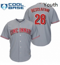 Youth Majestic Cincinnati Reds 28 Anthony DeSclafani Authentic Grey Road Cool Base MLB Jersey
