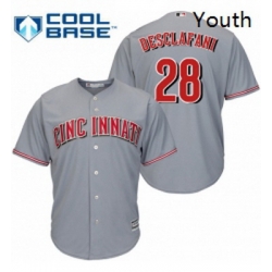 Youth Majestic Cincinnati Reds 28 Anthony DeSclafani Authentic Grey Road Cool Base MLB Jersey