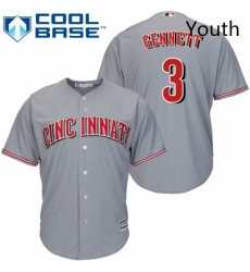 Youth Majestic Cincinnati Reds 3 Scooter Gennett Authentic Grey Road Cool Base MLB Jersey 