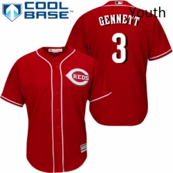 Youth Majestic Cincinnati Reds 3 Scooter Gennett Authentic Red Alternate Cool Base MLB Jersey 