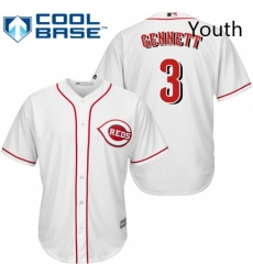 Youth Majestic Cincinnati Reds 3 Scooter Gennett Authentic White Home Cool Base MLB Jersey 