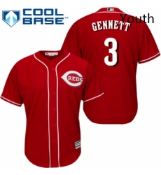 Youth Majestic Cincinnati Reds 3 Scooter Gennett Replica Red Alternate Cool Base MLB Jersey 
