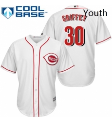 Youth Majestic Cincinnati Reds 30 Ken Griffey Authentic White Home Cool Base MLB Jersey