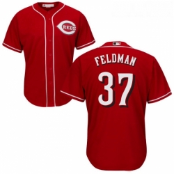 Youth Majestic Cincinnati Reds 37 Scott Feldman Authentic Red Alternate Cool Base MLB Jersey
