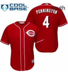 Youth Majestic Cincinnati Reds 4 Cliff Pennington Authentic Red Alternate Cool Base MLB Jersey 