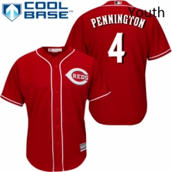 Youth Majestic Cincinnati Reds 4 Cliff Pennington Authentic Red Alternate Cool Base MLB Jersey 