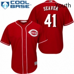 Youth Majestic Cincinnati Reds 41 Tom Seaver Authentic Red Alternate Cool Base MLB Jersey 