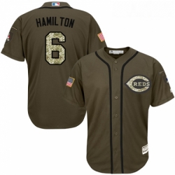 Youth Majestic Cincinnati Reds 6 Billy Hamilton Authentic Green Salute to Service MLB Jersey