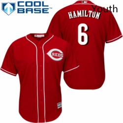 Youth Majestic Cincinnati Reds 6 Billy Hamilton Authentic Red Alternate Cool Base MLB Jersey