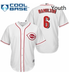 Youth Majestic Cincinnati Reds 6 Billy Hamilton Replica White Home Cool Base MLB Jersey