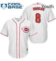 Youth Majestic Cincinnati Reds 8 Joe Morgan Authentic White Home Cool Base MLB Jersey