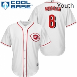 Youth Majestic Cincinnati Reds 8 Joe Morgan Authentic White Home Cool Base MLB Jersey