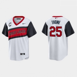Men Cleveland Indians 25 Jim Thome Men Nike White 2021 Little League Class Game MLB Jersey