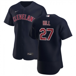 Men Cleveland Indians 27 Cam Hill Men Nike Navy Alternate 2020 Flex Base Player MLB Jersey