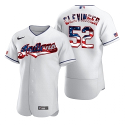 Men Cleveland Indians 52 Mike Clevinger Men Nike White Fluttering USA Flag Limited Edition Flex Base MLB Jersey