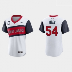 Men Cleveland Indians 54 Logan Allen Men Nike White 2021 Little League Class Authentic MLB Jersey