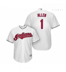 Mens Cleveland Indians 1 Greg Allen Replica White Home Cool Base Baseball Jersey 