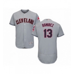 Mens Cleveland Indians 13 Hanley Ramirez Grey Road Flex Base Authentic Collection Baseball Jersey