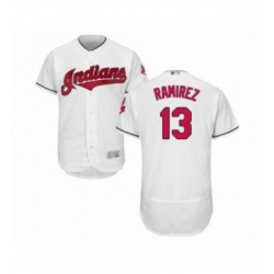 Mens Cleveland Indians 13 Hanley Ramirez White Home Flex Base Authentic Collection Baseball Jersey
