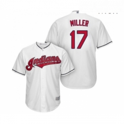 Mens Cleveland Indians 17 Brad Miller Replica White Home Cool Base Baseball Jersey 