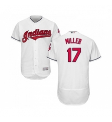 Mens Cleveland Indians 17 Brad Miller White Home Flex Base Authentic Collection Baseball Jersey