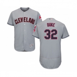 Mens Cleveland Indians 32 Zach Duke Grey Road Flex Base Authentic Collection Baseball Jersey