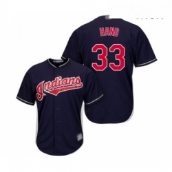 Mens Cleveland Indians 33 Brad Hand Replica Navy Blue Alternate 1 Cool Base Baseball Jersey 