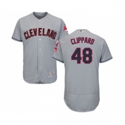 Mens Cleveland Indians 48 Tyler Clippard Grey Road Flex Base Authentic Collection Baseball Jersey