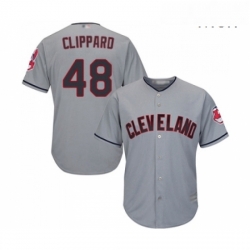 Mens Cleveland Indians 48 Tyler Clippard Replica Grey Road Cool Base Baseball Jersey 