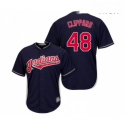 Mens Cleveland Indians 48 Tyler Clippard Replica Navy Blue Alternate 1 Cool Base Baseball Jersey 