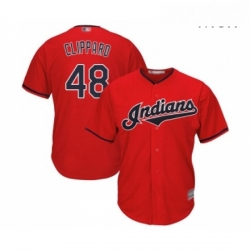 Mens Cleveland Indians 48 Tyler Clippard Replica Scarlet Alternate 2 Cool Base Baseball Jersey 