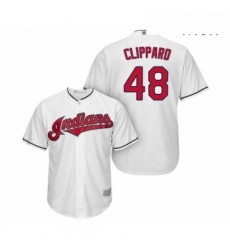 Mens Cleveland Indians 48 Tyler Clippard Replica White Home Cool Base Baseball Jersey 