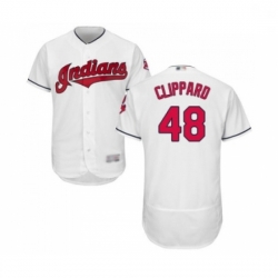 Mens Cleveland Indians 48 Tyler Clippard White Home Flex Base Authentic Collection Baseball Jersey