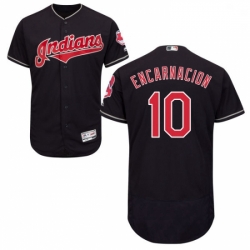 Mens Majestic Cleveland Indians 10 Edwin Encarnacion Navy Blue Flexbase Authentic Collection MLB Jersey