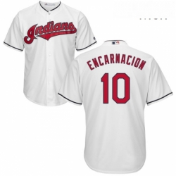 Mens Majestic Cleveland Indians 10 Edwin Encarnacion Replica White Home Cool Base MLB Jersey