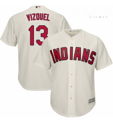 Mens Majestic Cleveland Indians 13 Omar Vizquel Replica Cream Alternate 2 Cool Base MLB Jersey 