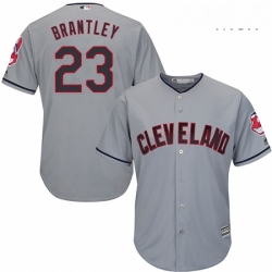 Mens Majestic Cleveland Indians 23 Michael Brantley Replica Grey Road Cool Base MLB Jersey