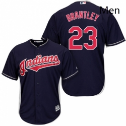 Mens Majestic Cleveland Indians 23 Michael Brantley Replica Navy Blue Alternate 1 Cool Base MLB Jersey