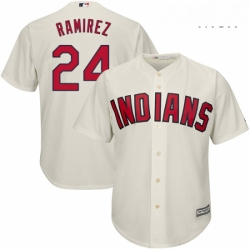 Mens Majestic Cleveland Indians 24 Manny Ramirez Replica Cream Alternate 2 Cool Base MLB Jersey